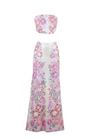 White floral Rayane Bacha MARÉA SET co-ords featuring a stylish top and matching skirt, perfect for casual or dressy occasions.