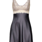 NK IMODE Margaux sophisticated sensual silk chemise with bust support in wet sand color, featuring elegant, smooth fabric and delicate design.