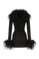 Black Margot Feather Mini Dress by Nana Jacqueline featuring feather detailing and a stylish, fitted silhouette.