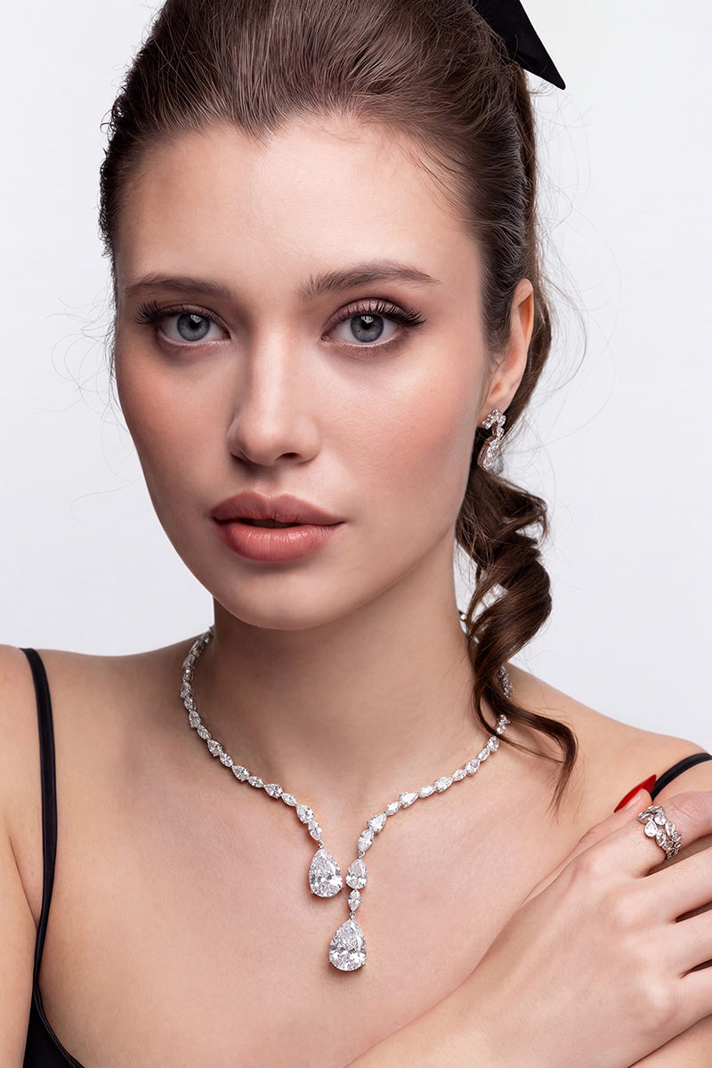 Silver Marilyn Necklace by Nana Jacqueline featuring a sleek, modern design with elegant chain links.