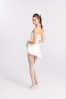 White satin Marilyn mini dress by Nana Jacqueline, featuring a sleek, fitted design perfect for stylish occasions.