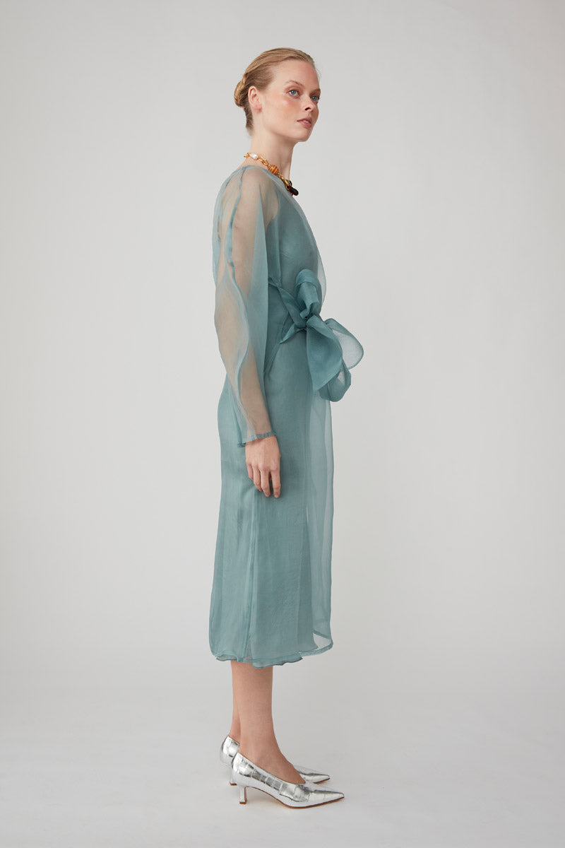 henley organza midi dress LIBA ORGANZA DRESS IN SAXON
