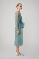 Mastani LIBA organza midi dress in Saxon blue with delicate fabric and elegant design, perfect for formal occasions.