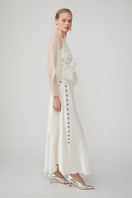 Mastani Roohi organza wrap top in pearl color, featuring lightweight sheer fabric with elegant drape and subtle sheen.