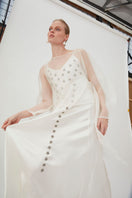 Mastani Roohi organza co-ords set with a wrap top featuring pearl embellishments and an embroidered Arini dress.