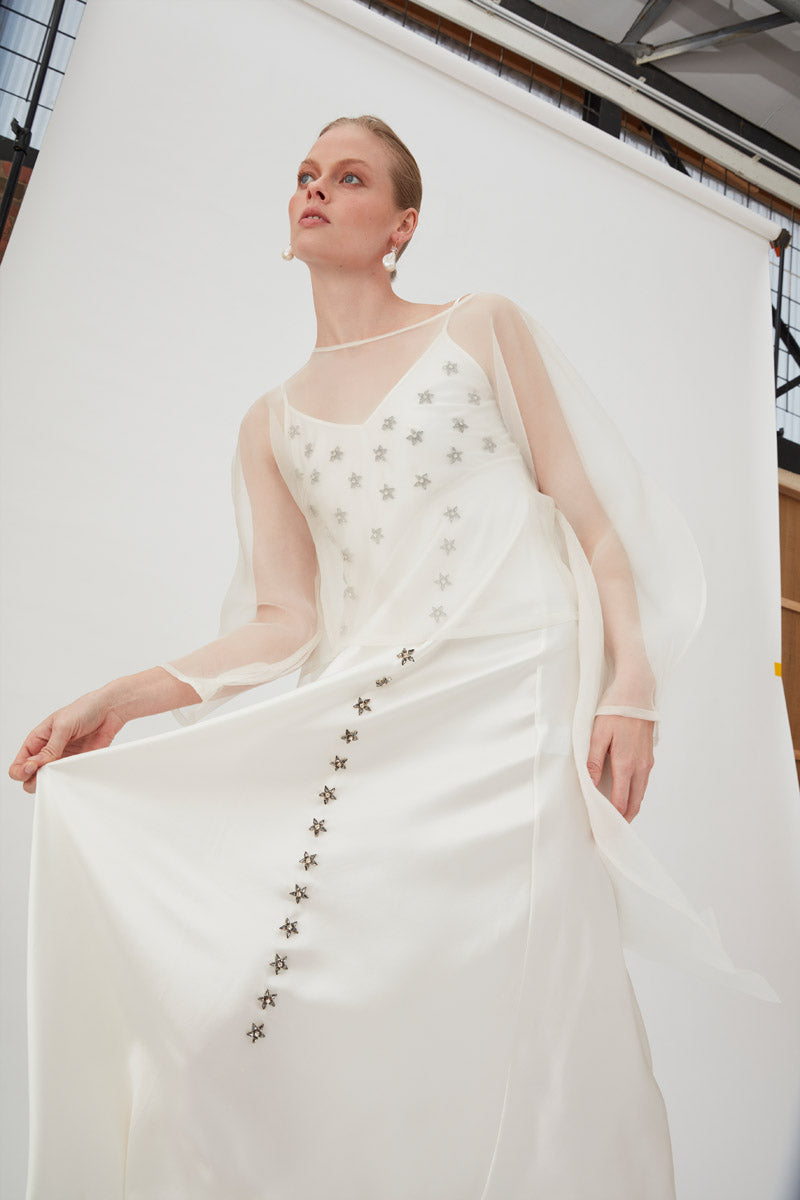organza top dress Crystal Lattice Embroidery Organza Halter Gown With Matching Tank Top