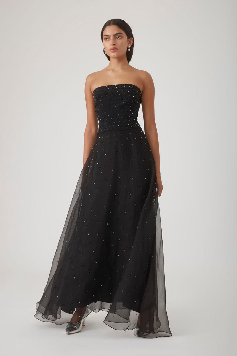 KOSALA BEADED STRAPLESS DRESS IN NOIR - CULT MIA
