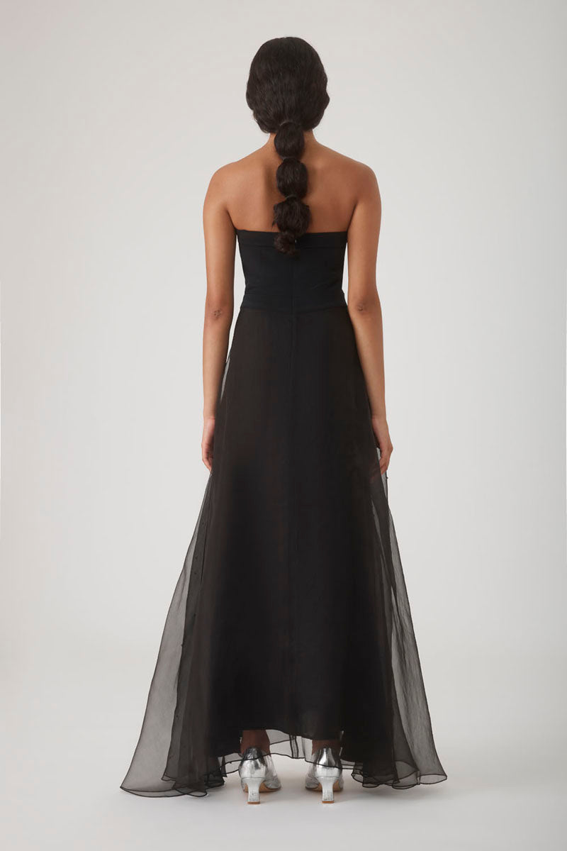 KOSALA BEADED STRAPLESS DRESS IN NOIR - CULT MIA