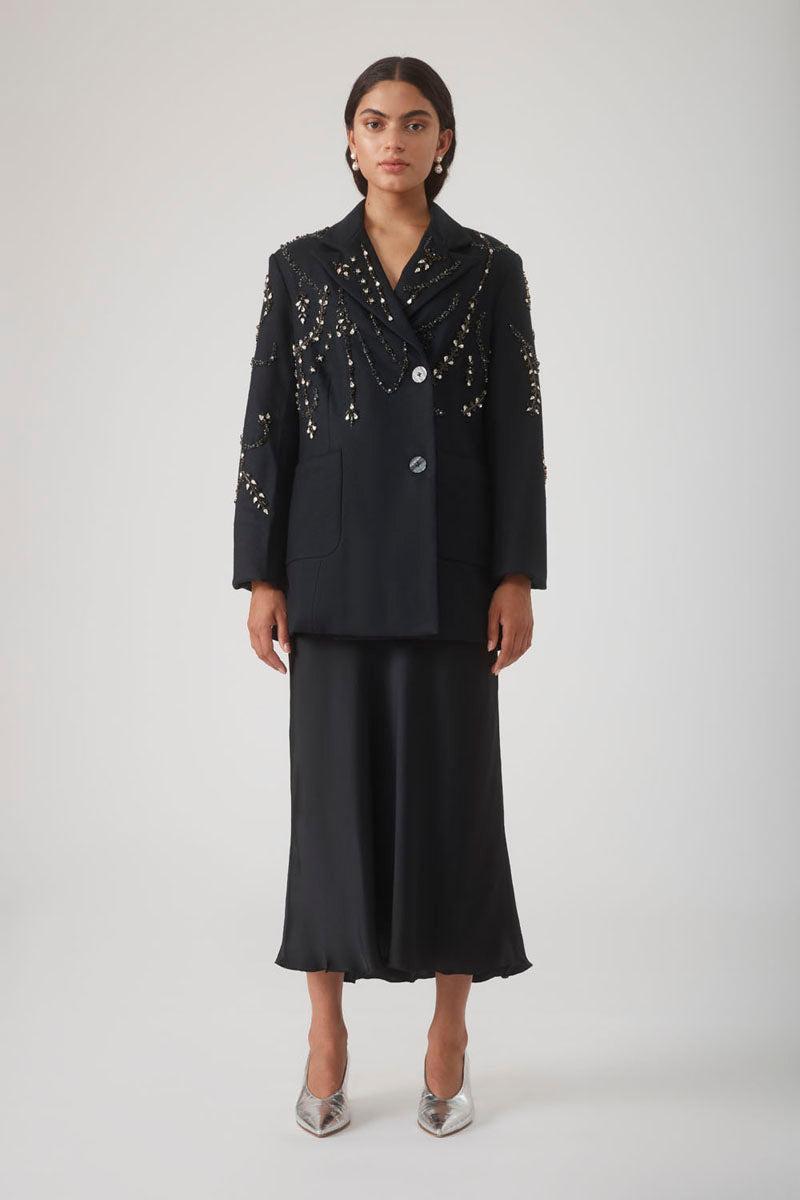 PRIYA EMBELLISHED BLAZER IN NOIR - CULT MIA