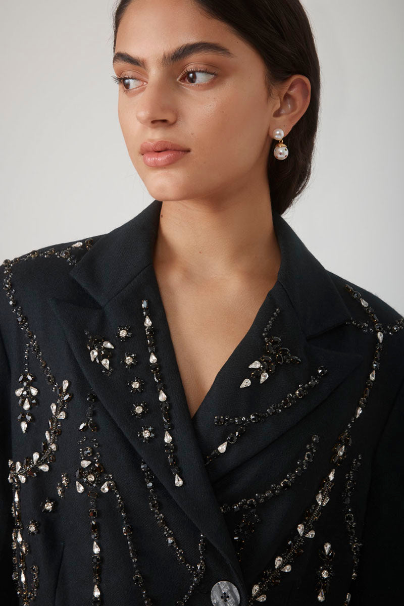 PRIYA EMBELLISHED BLAZER IN NOIR - CULT MIA