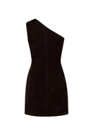 ZUT Matriarca mini dress in rich chocolate color, showcasing a stylish and fitted design perfect for casual or dressy occasions.