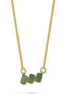 Gold Maya 3-stone necklace by Fenomena featuring a delicate chain and three sparkling gemstone pendants.