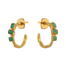 Gold earrings featuring emerald hoops from Fenomena, showcasing their elegant front design and vibrant green gemstones.