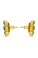 Gold Maya 3 stone stud earrings by Fenomena featuring three small stones set in a stylish earring design.