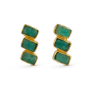 Gold Maya 3 stone stud earrings by Fenomena featuring three sparkling stones set in a classic earring design.