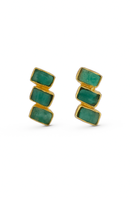 Gold Maya 3 stone stud earrings by Fenomena featuring three sparkling stones set in a classic earring design.