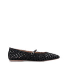 A pair of black AERA Maya Black Intrecciato flats with woven leather detailing, shown on a neutral background.