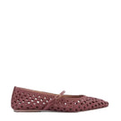 A pair of AERA Maya Paprika intrecciato flats with woven textured design and slip-on style in a vibrant paprika color.