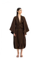 Maylé Vásquez CALADO belt with woven design, brown leather strap, and buckle detail, displayed on a neutral background.