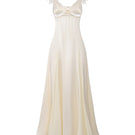Nana Jacqueline Meadow dress, champagne maxi dress with an open back, flowing fabric, and elegant design.