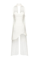 White MEA mini dress by MATTERS, featuring a stylish, sleeveless design perfect for casual or semi-formal occasions.