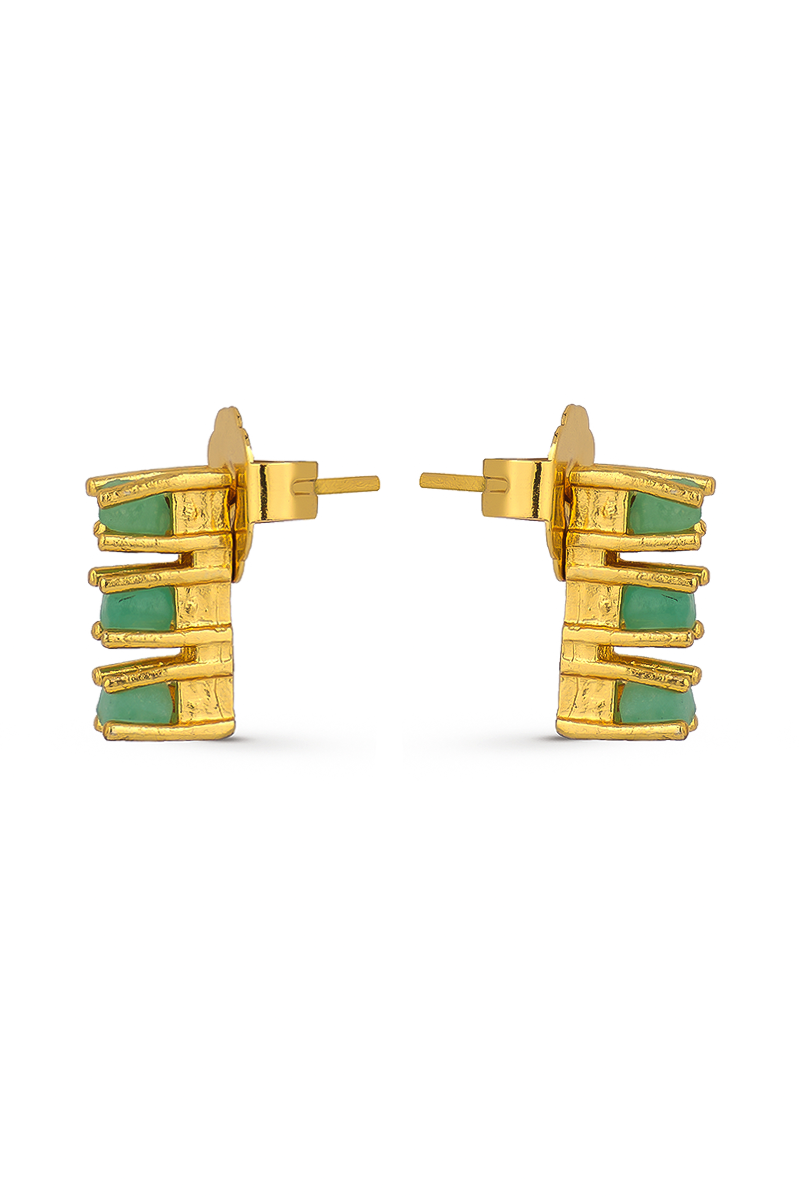 Gold MED TENNIS STUDS earrings by Fenomena featuring sleek tennis ball design on silver backing.