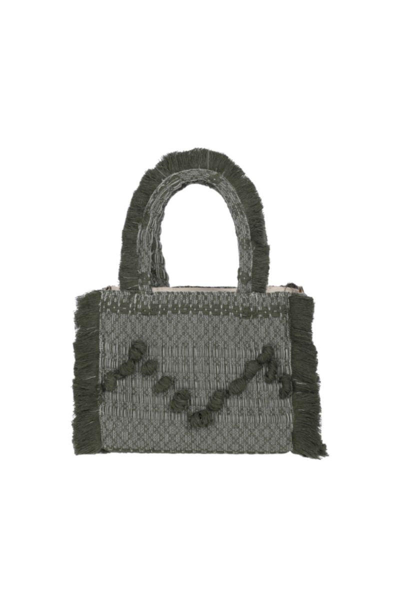 Bani medium olive green Poka top handle bag with rounded shape and sturdy handles, stylish for everyday use.