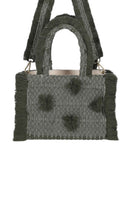 Medium olive green Poka top handle bag by Bani, featuring a stylish design and sturdy handle for everyday use.