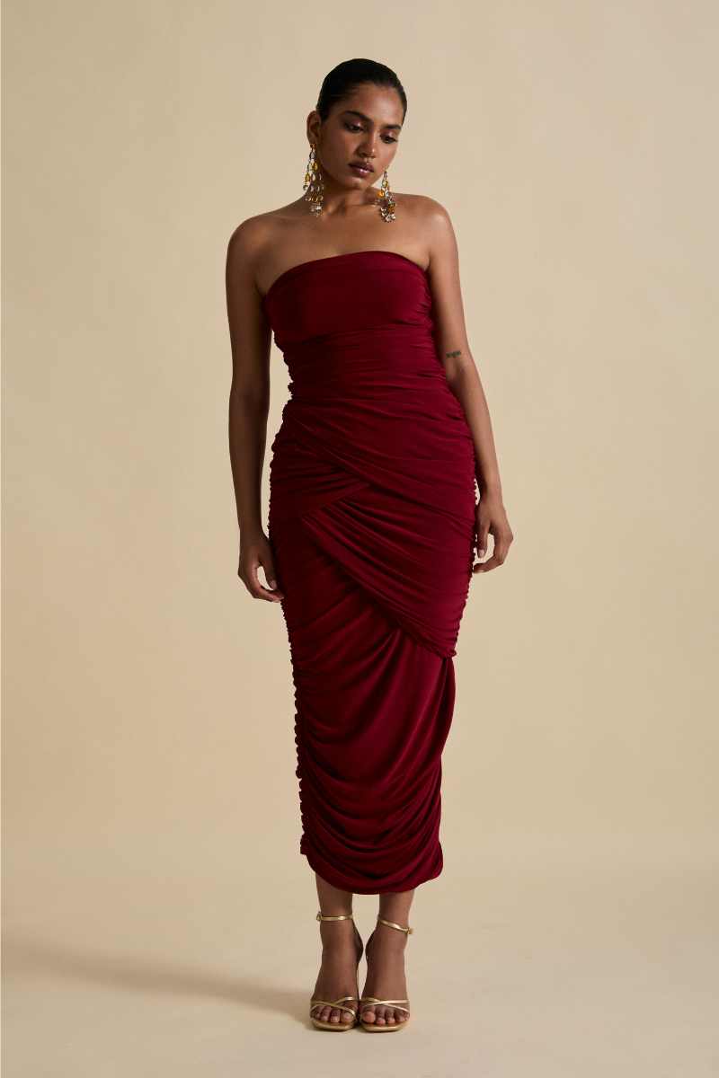 Celestine & Mae MEISSA MIDAXI DRESS IN RUMBA RED | Cult Mia Celestine & Mae MEISSA MIDAXI DRESS IN RUMBA RED | Cult Mia