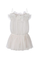 White Melody Dress by Nana Jacqueline, back view of a stylish mini dress featuring elegant design and feminine details.