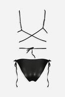 Shiny black Meri bikini set by Maliluha featuring a stylish two-piece design on a model.