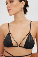 Shiny black Meri bikini set by Maliluha featuring a sleek, stylish design perfect for swimwear fashion.