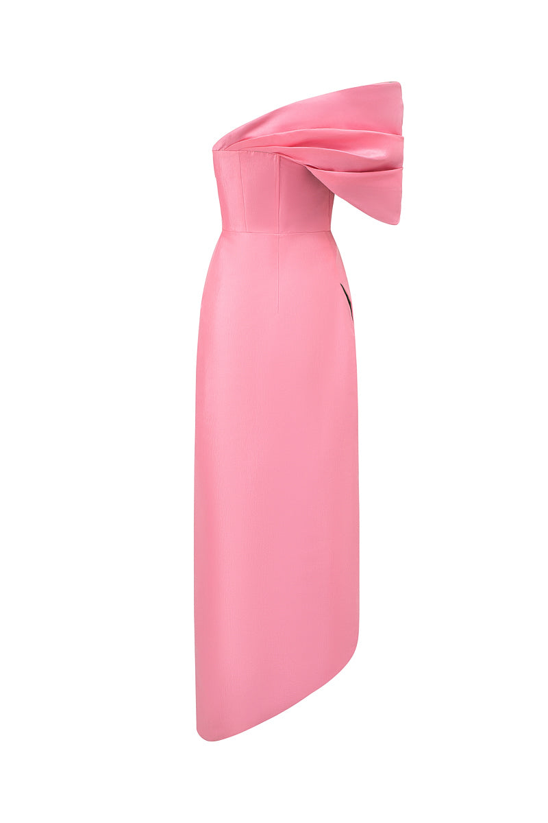 MERMAID GOWN WITH DRAPED DETAIL AND MULLET WRAP BOTTOM - CULT MIA