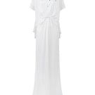 I.H.F mermaid evening gown with high neck and gathered waistline, elegant formal dress with fitted silhouette and flowing skirt.