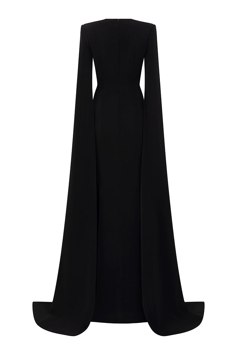 EMERALD CAPE SLEEVE MERMAID EVENING GOWN - CULT MIA