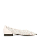 White mesh ballerina flats with lace accents from House of Atana, featuring a sleek and elegant design.