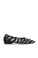 Black mesh ballerina flats with zebra print details from House of Atana, featuring a sleek, comfortable slip-on design.