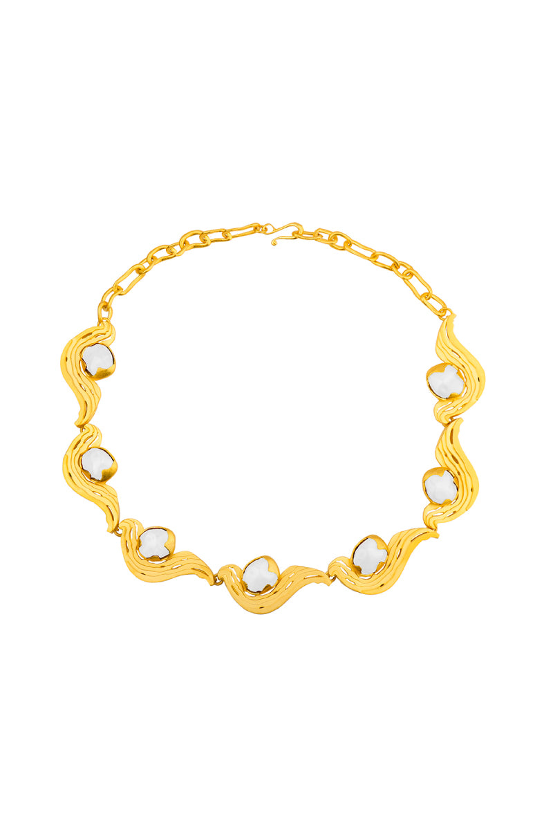 METEORITE GOLD AND PEARL NECKLACE - CULT MIA