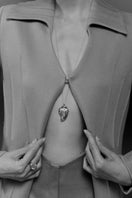 Terracotta midi perfume pendant necklace by Sara & Flora featuring a small, round pendant with a smooth finish.