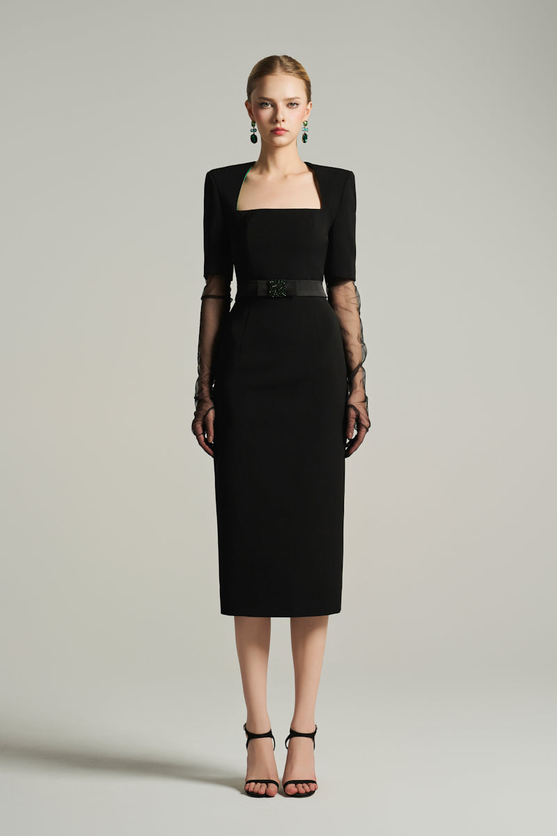 I.H.F Studio KNEE LENGTH DRESS IN Black | Cult Mia I.H.F Studio KNEE LENGTH DRESS IN Black | Cult Mia