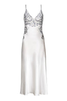 Ivory silk bridal nightgown by NK IMODE with elegant long design, flowing fabric, and delicate details suitable for special occasions.