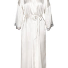 Ivory silk bridal robe by NK IMODE, long and elegant with delicate detailing, designed for special occasions and weddings.