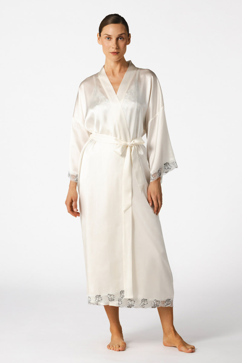 MIMI BRIDAL LONG SILK ROBE IN IVORY
