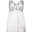 Ivory silk bridal baby doll chemise by NK IMODE, featuring delicate lace details and a soft, flowing nightgown design.
