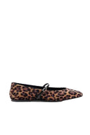 A pair of AERA Mina velvet leopard flats featuring pointed toes and animal print velvet material.