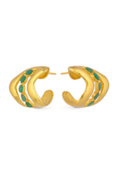 Gold Mina Verde earrings by Fenomena featuring intricate green and gold design, stylish jewelry for elegant occasions.