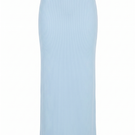Baby blue Minato maxi skirt by Summer Away, flowing fabric, high waist, and elegant style for casual or dressy occasions.