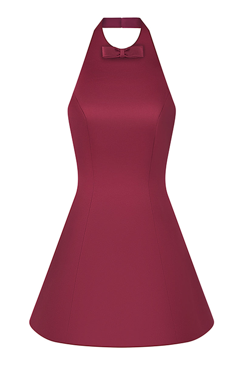 MINI BOW DRESS IN BURGUNDY - CULT MIA