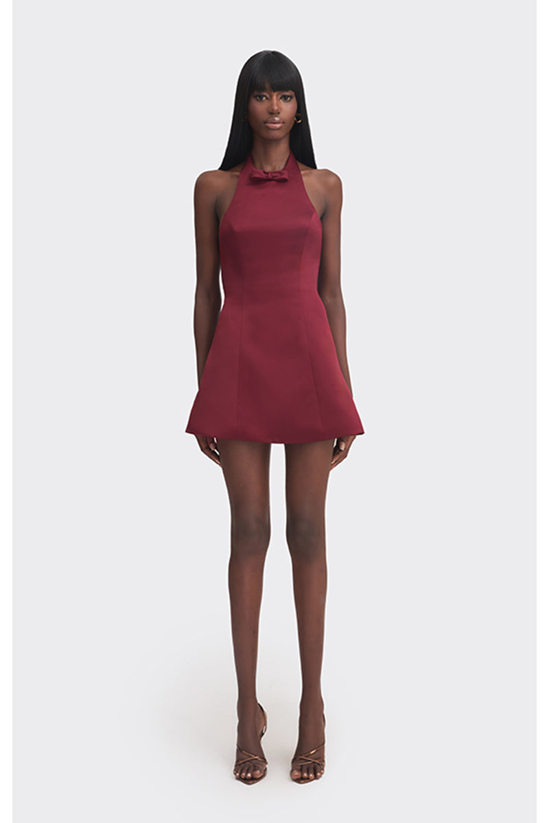 MINI BOW DRESS IN BURGUNDY - CULT MIA