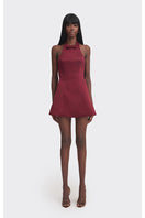 Burgundy mini bow dress by Stolen Stores featuring a stylish, fitted design perfect for casual or evening wear.